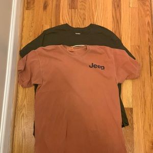 Faded orange Jeep Wrangler tee . Glacier state park tee olive drab